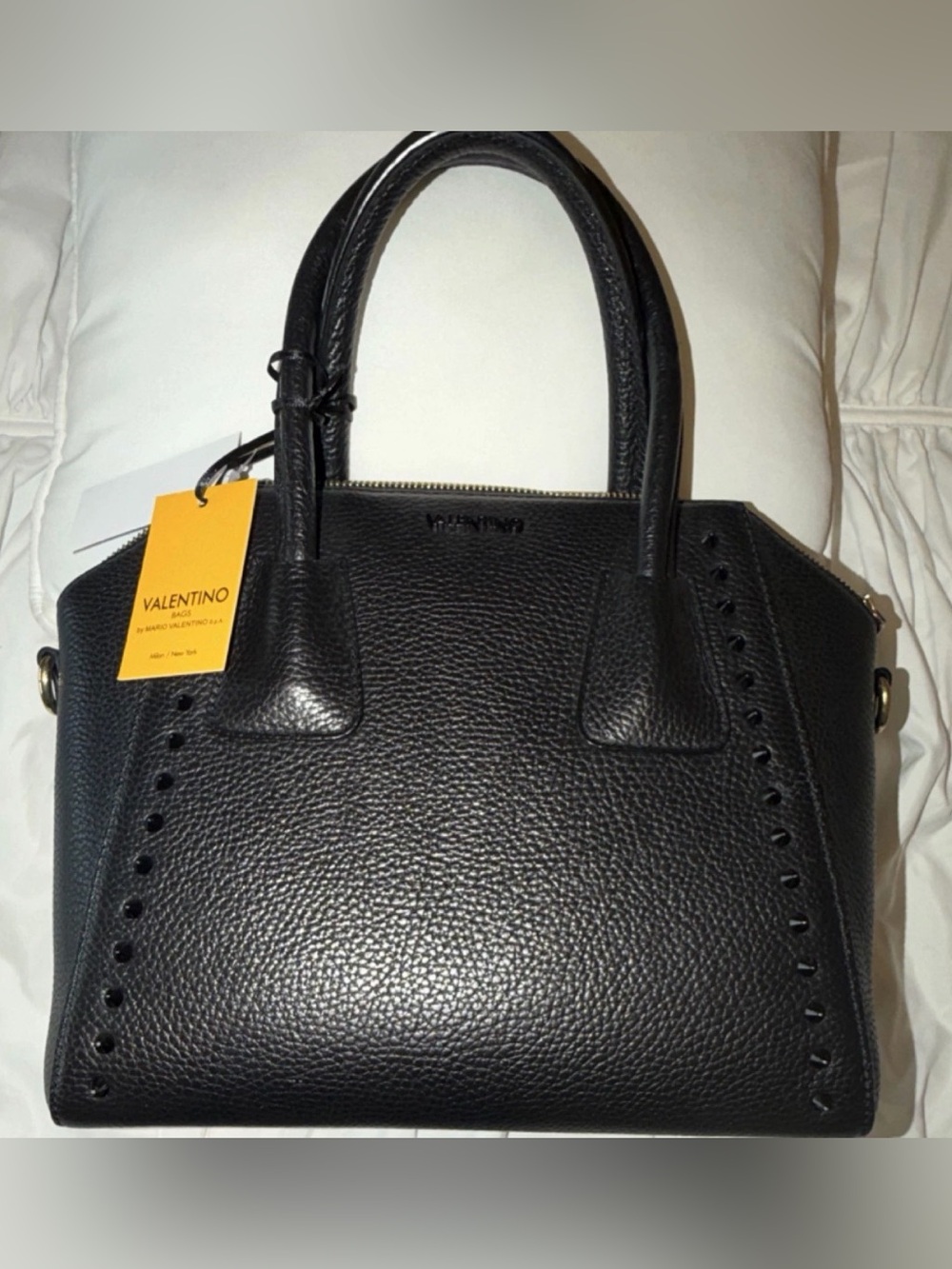 Valentino by Mario Valentino black pebbled satchel/ shoulder bag